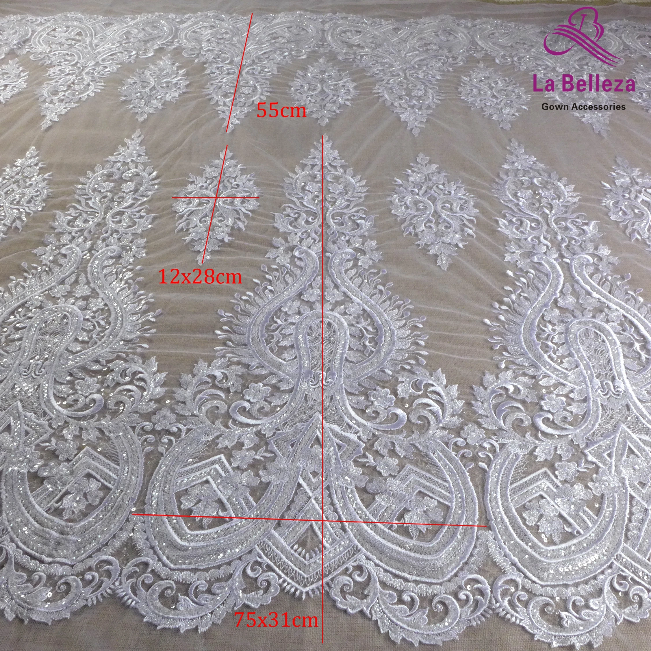 1 ярд белая модная кружевная ткань с бисером и вышивкой французская Тюлевая для