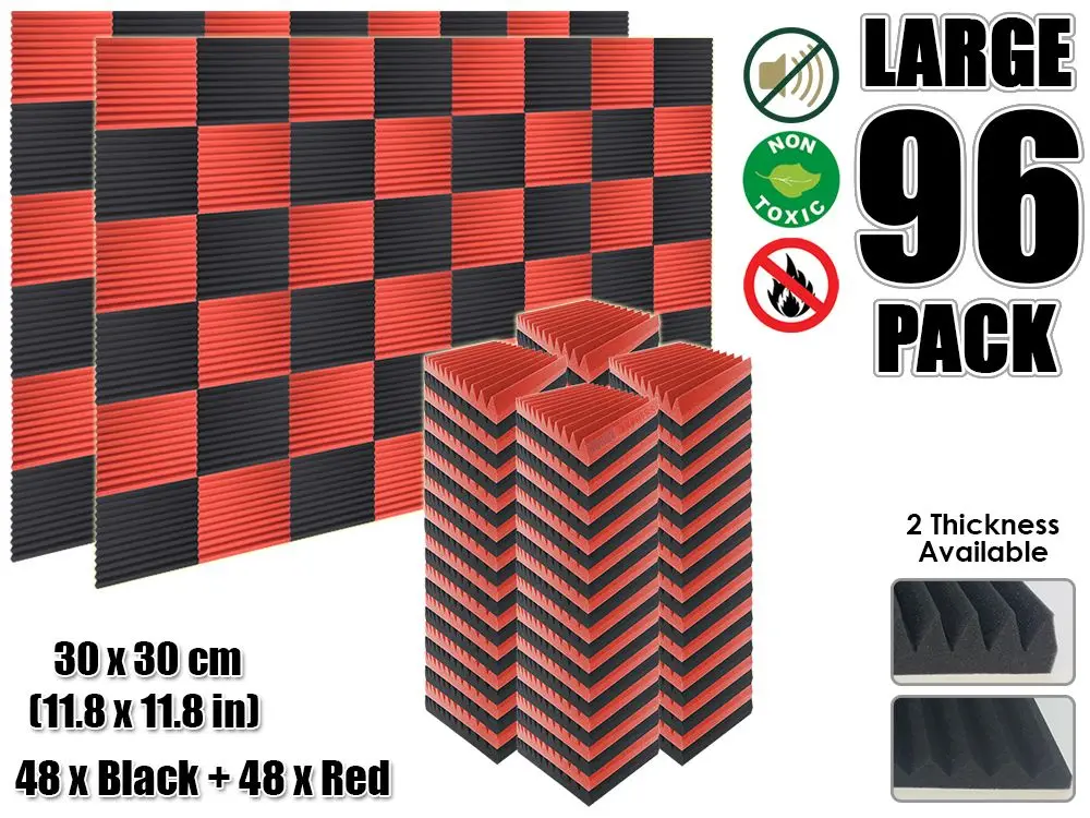 96 pcs Red and Black Arrowzoom мульти-Клин 12T акустическая студия пена плитка Звукопоглощающая Панель 30x30 см(11,8x11,") цвет Combi KK1167 - Цвет: 96 pcs Red and Black