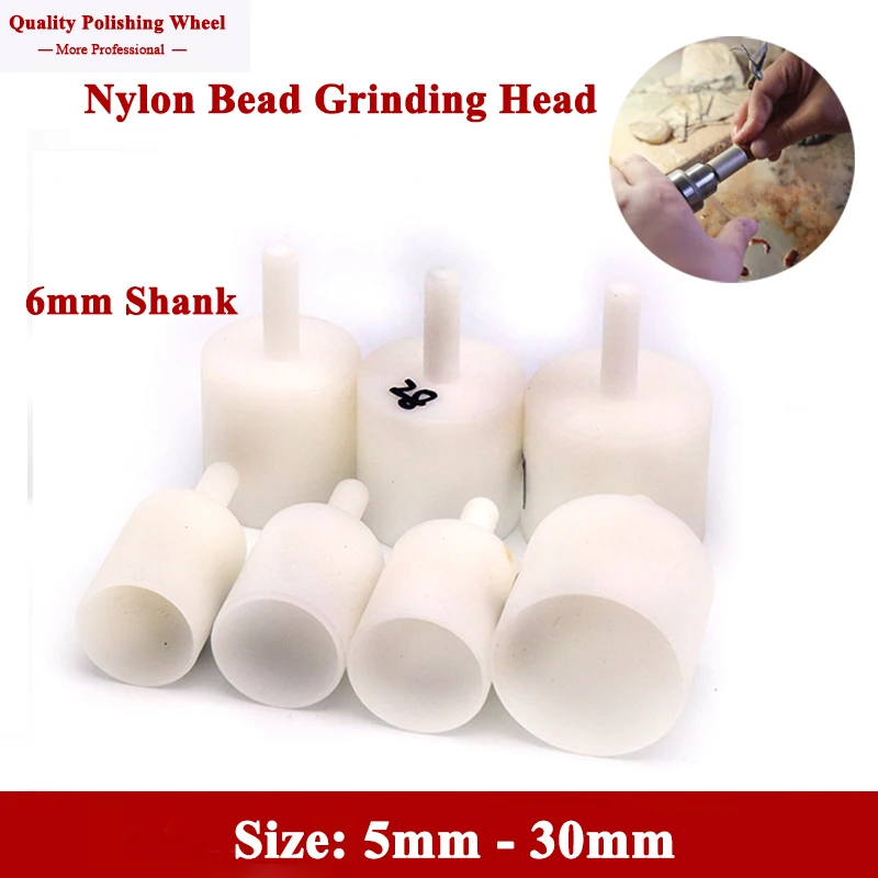 

1PCS 3-25mm 6mm Shank Nylon Concave Suction Eye Socket Bead Wheel for Jade Amber Beeswax Turquoise Ball-shaped Polishing Wheel