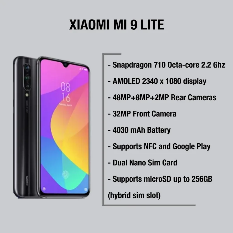 Глобальная версия Xiaomi mi 9 Lite 64 Гб rom 6 ram (абсолютно новая и запечатанная) mi9 lite