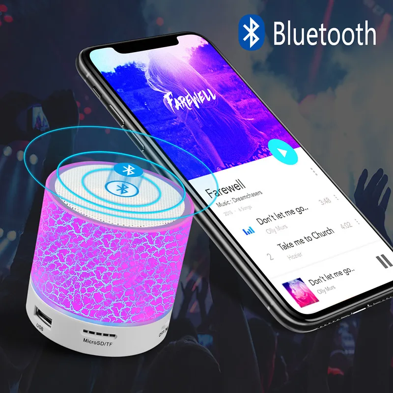 Bluetooth колонка беспроводной стереосабвуфер звуковая поддержка tf карты цветной