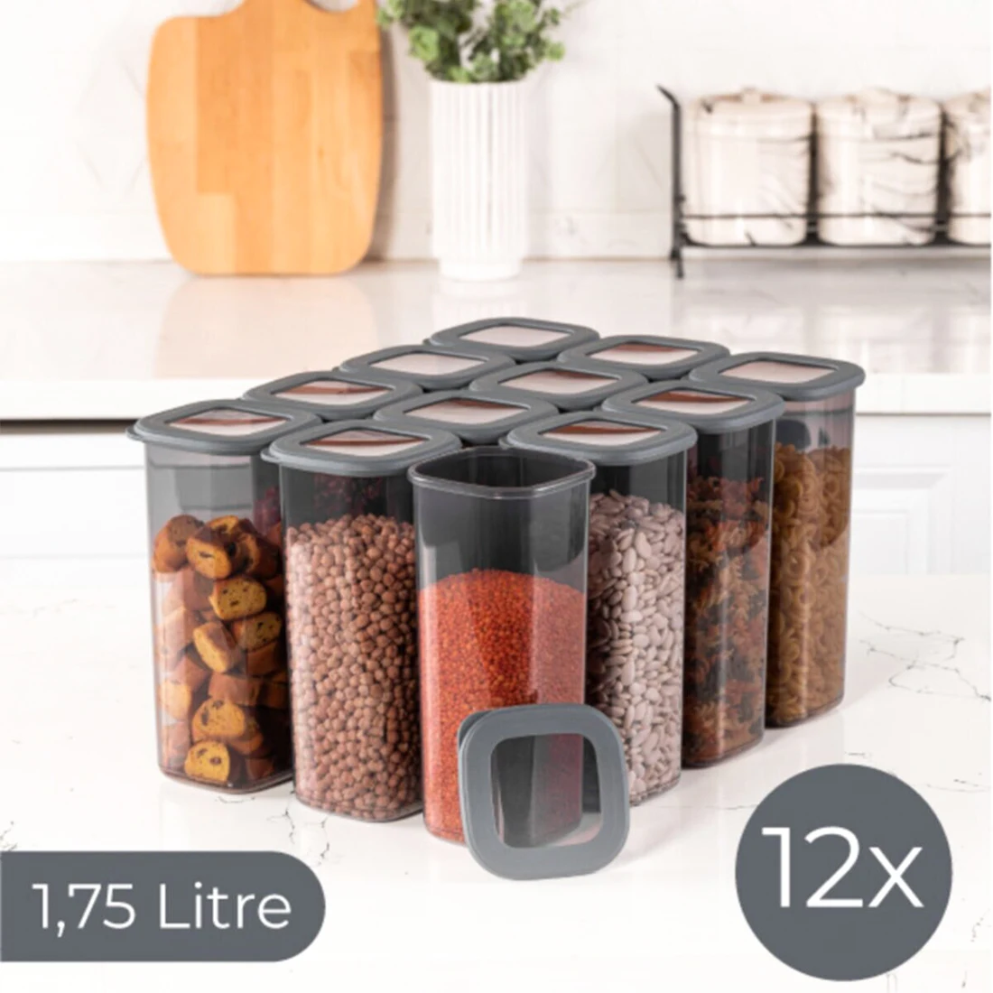 

12pcs Kitchen Pantry Storage Container Organizer Healthy Easy Stacking Vacuum Cover Airtight Rice Pasta Legumes Noodle
