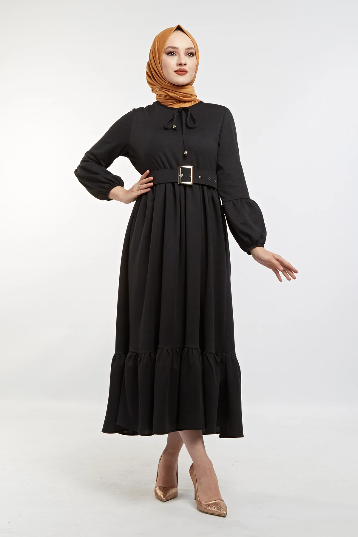 

Мусульманских женщин пояс с оборками платье хиджаб Дубай ювелирные изделия из арабских модные ислама платье "Рамадан" длинные мусульмански...