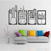 wooden wall art decor cactus flower vase black color modern nature desert home office new 3d creative stylish living room bedroom kitchen decorative 2021 quality gift ideas ornament painting classic beautiful cute