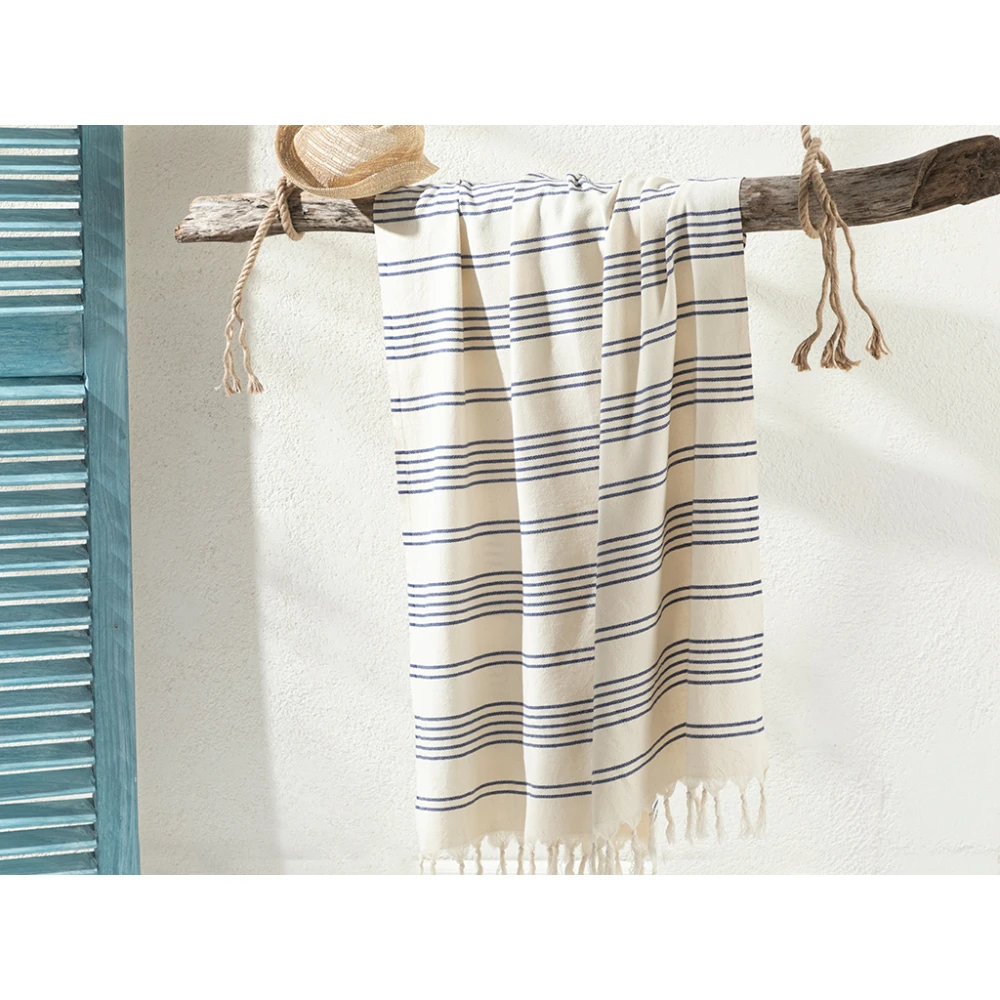 

Tasseled Fabric Striped Beach Bath Pool Drying Lounging Towel Large Loincloth Natural Cotton Healthy Soft Textured Comfortable