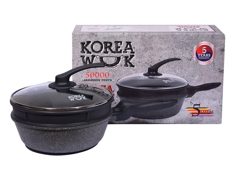 Алюминиевый вок KOREA WOK KWS2624MS с антипригарным покрытием MEGA STONE диаметром 26 см