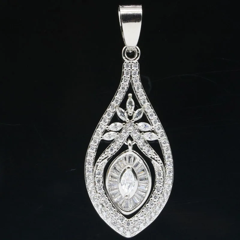 42x17 мм юбилей Висячие серьги серебро кулон для женщин создан яркий белый