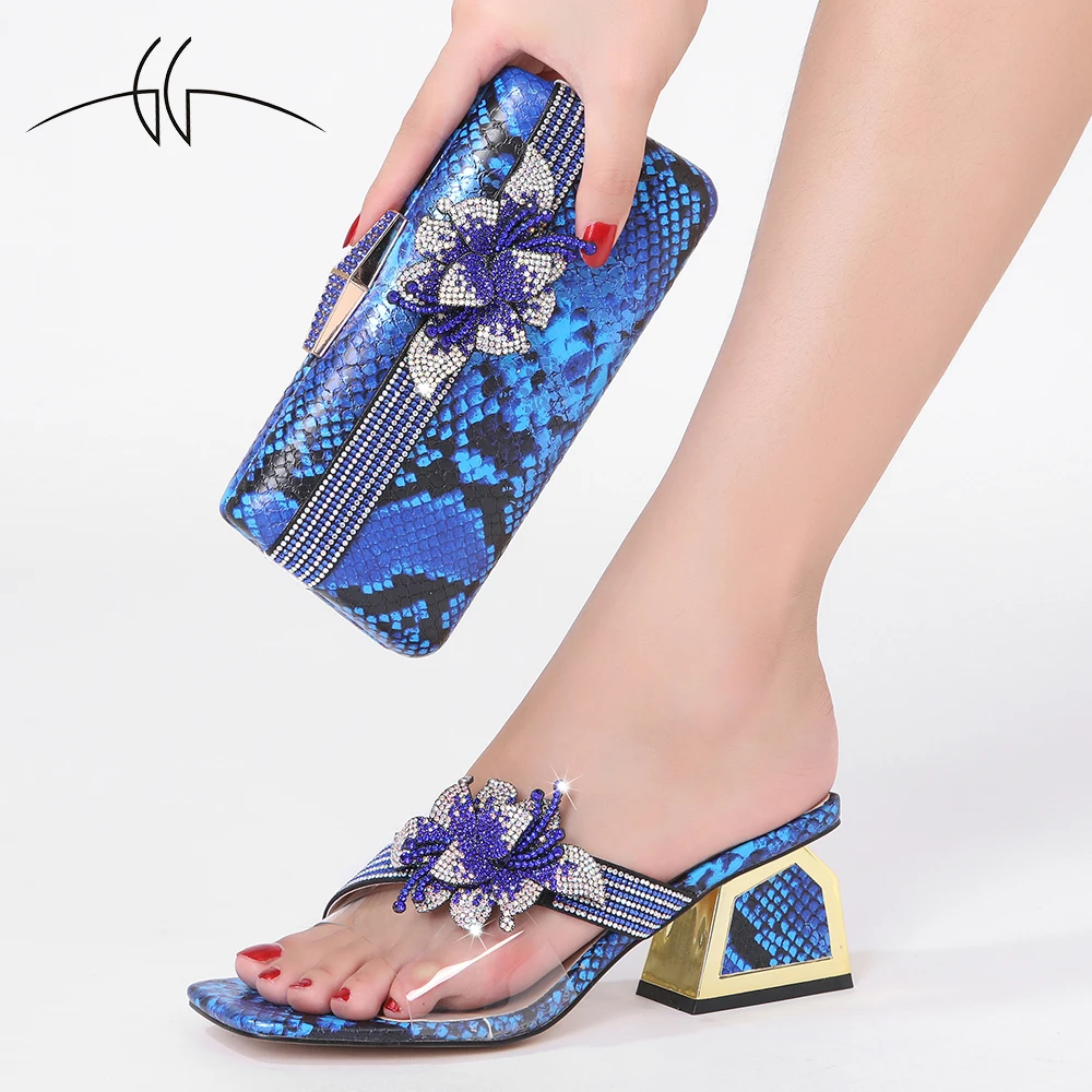 

The latest African wedding Italian shoe bag cover decoration rhinestone luxury shoes female designer party ladies sexy shoes