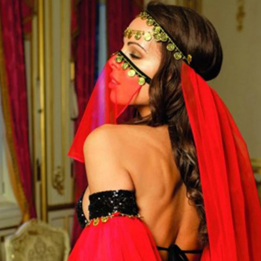 Восточная тюль для танца живота модный костюм искусственная золотая лира детали