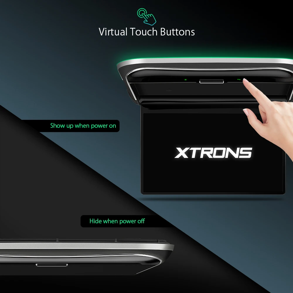 Видеомонитор XTRONS с широким экраном 12 5 дюйма 1080P ультратонкий на крыше наушниками