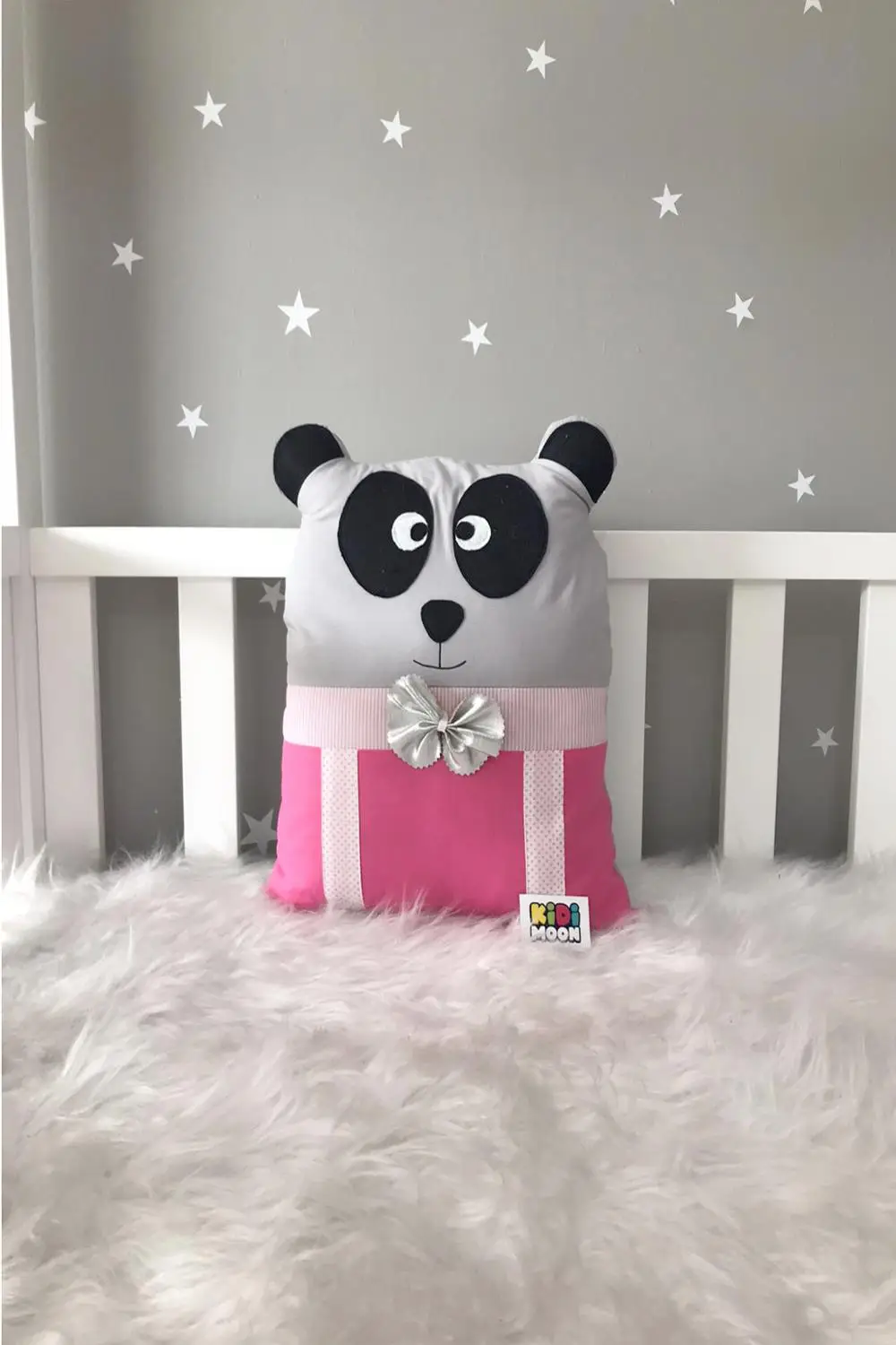 

Jaju Baby KidiMoon розово-серая панда декоративная подушка для детской кроватки