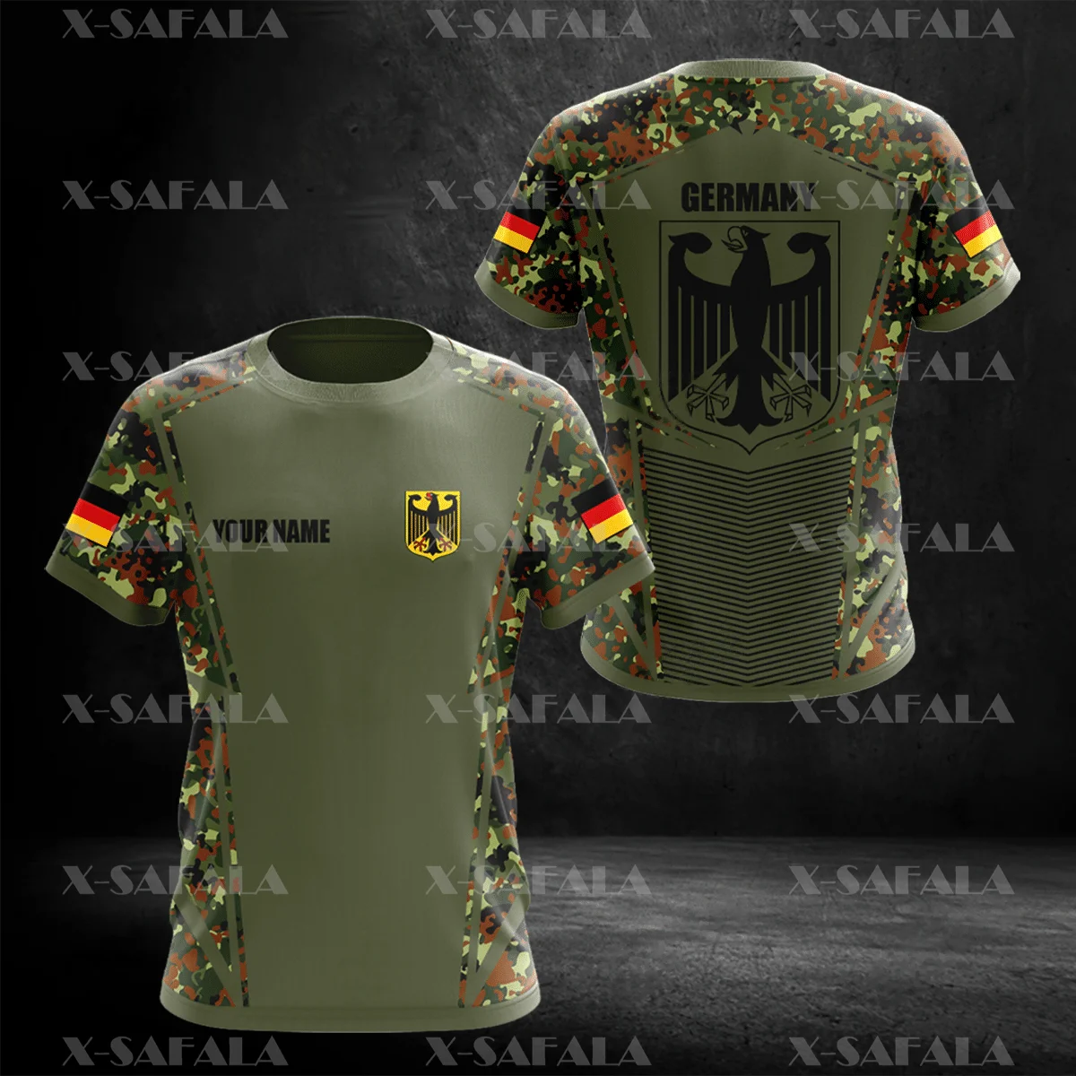 

Камуфляжная футболка с 3D-принтом черепа, армейского гордого флага Германии, Высококачественная Летняя Повседневная футболка с круглым вырезом для мужчин и женщин, футболка-3