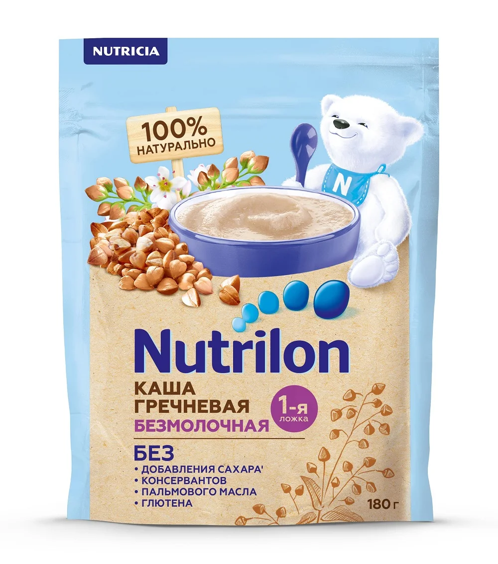 Каша безмолочная Nutrilon гречневая 180г с 4месяцев | Мать и ребенок