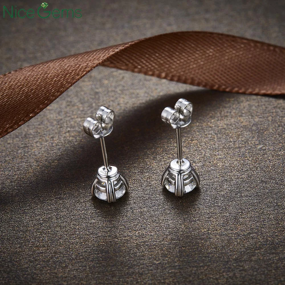 Серьги-гвоздики женские из белого золота 14 к 585 пробы | Украшения и аксессуары