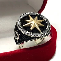 925 sterling silver ring for men compass and rudder design gift for him mens rings real pure silver turkish jewelry