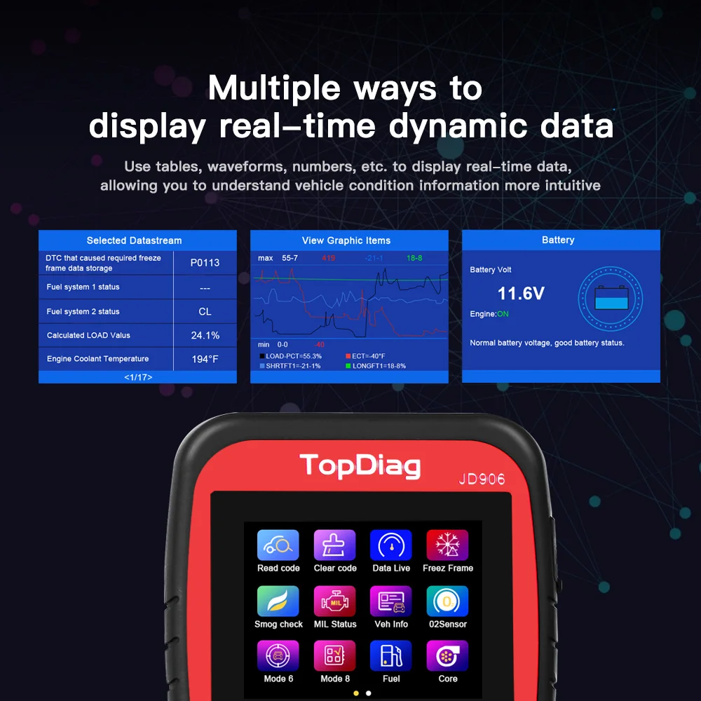 Автомобильный сканер двигателя TopDiag OBD2 JD906 считыватель кодов автомобиля