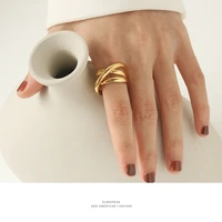 simple minimalist open adjustable finger rings for women round gold color band twist rings fashion fine jewelry