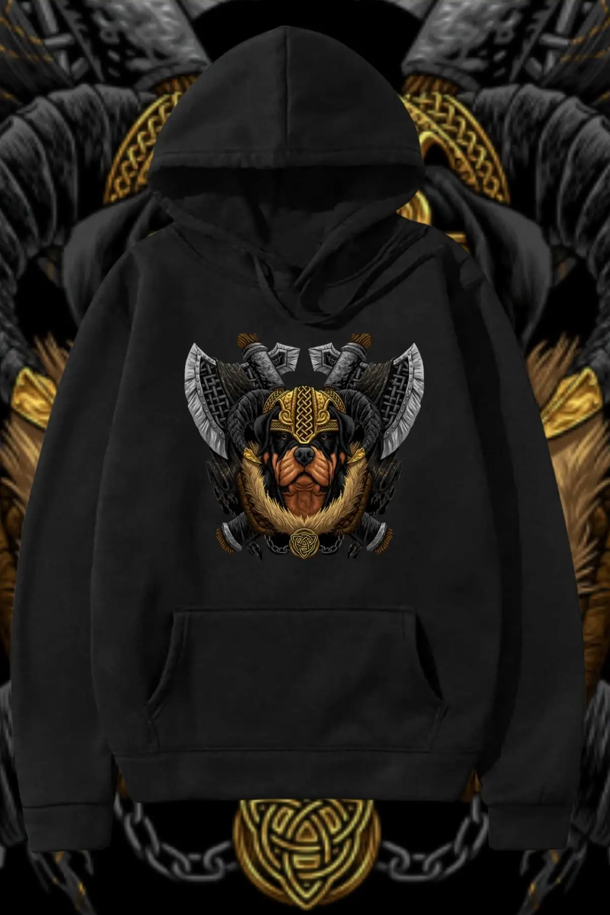 

Unisex Black Warrior Dog Hoodie Sweatshirt 100 Cotton High Quality Technology Printed