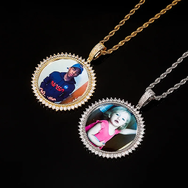 

Hip Hop Personality Baguette Custom Made Photo Pendant Necklace Iced Out Cubic Zirconia Pendant For Men