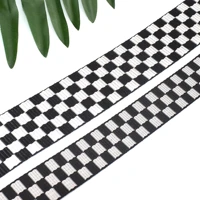 soft webbing black and white grid ribbon geometric pattern strap stylish nylon webbing for bag strap diy sewing 1 5 135yards