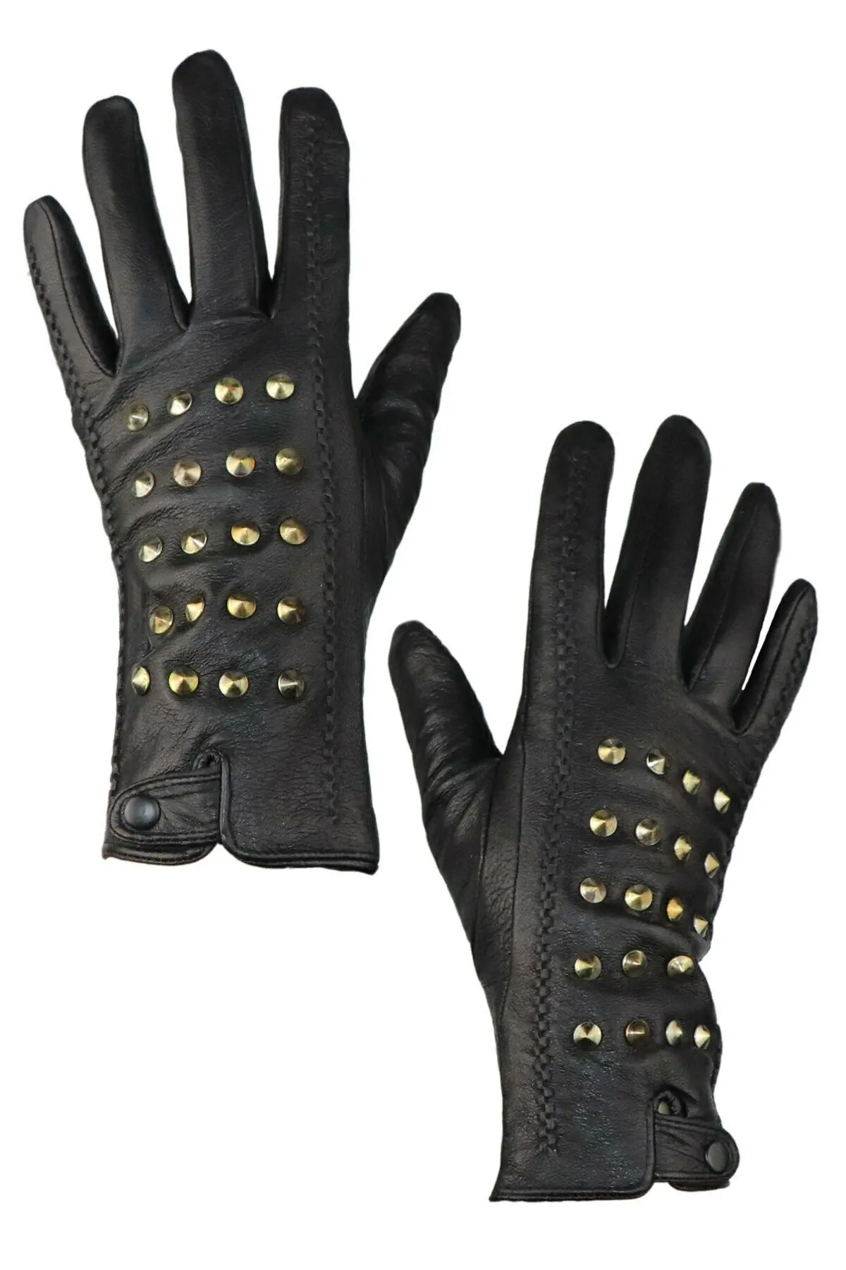 Winter Genuine Leather Inside Fur Fancy Gloves