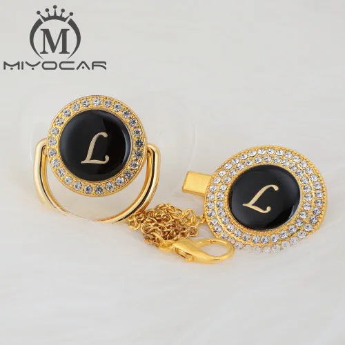 MIYOCAR уникальный дизайн имя инициалы буквенные L красивый bling соска и пустышка Клип BPA бесплатно пустышка bling уникальный дизайн LL - Цвет: LG-1  0-6M