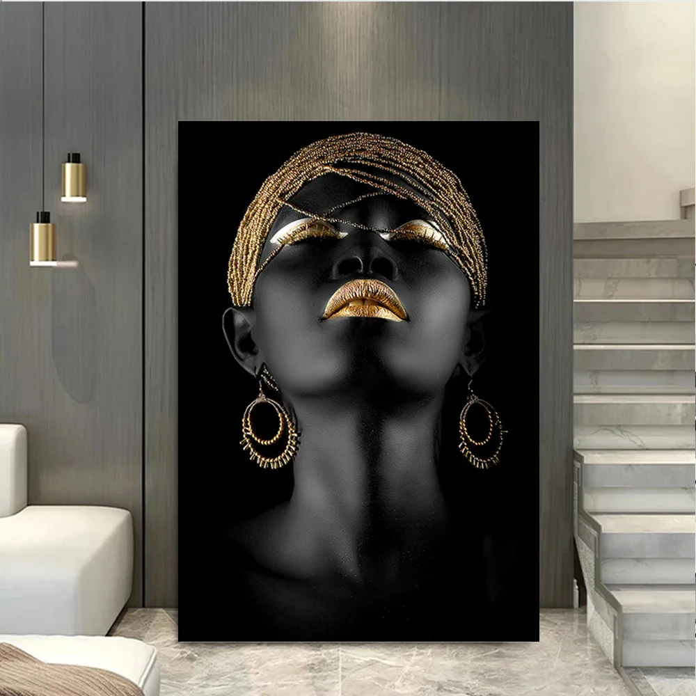 

African Noble Black Woman Canvas Painting Modern Posters and Prints Scandinavian Pictures For Living Room Wall Art Home Decor