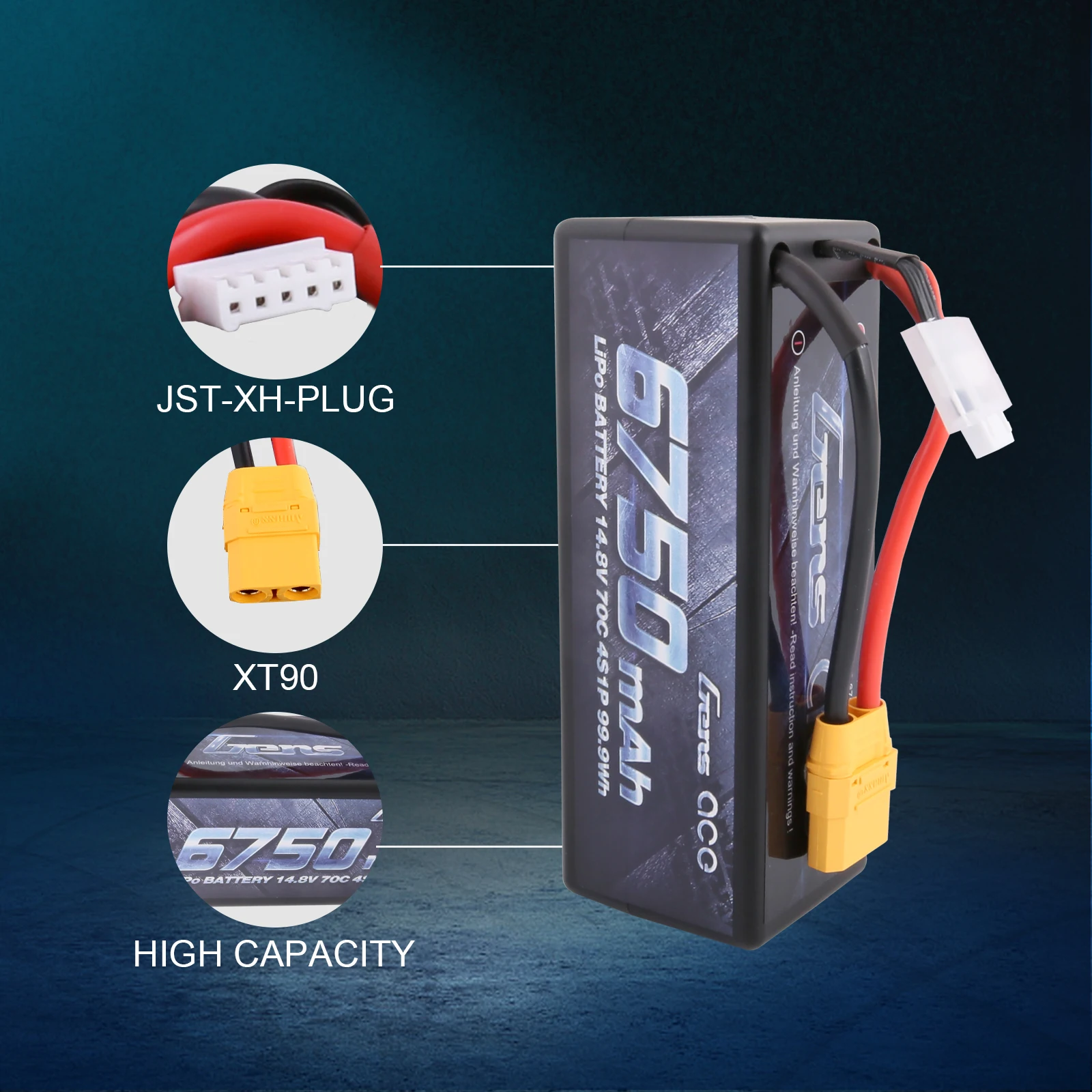 Аккумулятор Gens ace 4S 6750 мАч Lipo 14 8 в 70C XT90 штепсельная Вилка для автомобиля Traxxas X-maxx 1/8