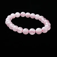 natural bracelet 8mm pink crystal stone beads bracelet bangle for diy jewelry charm women and men present amulet accessories