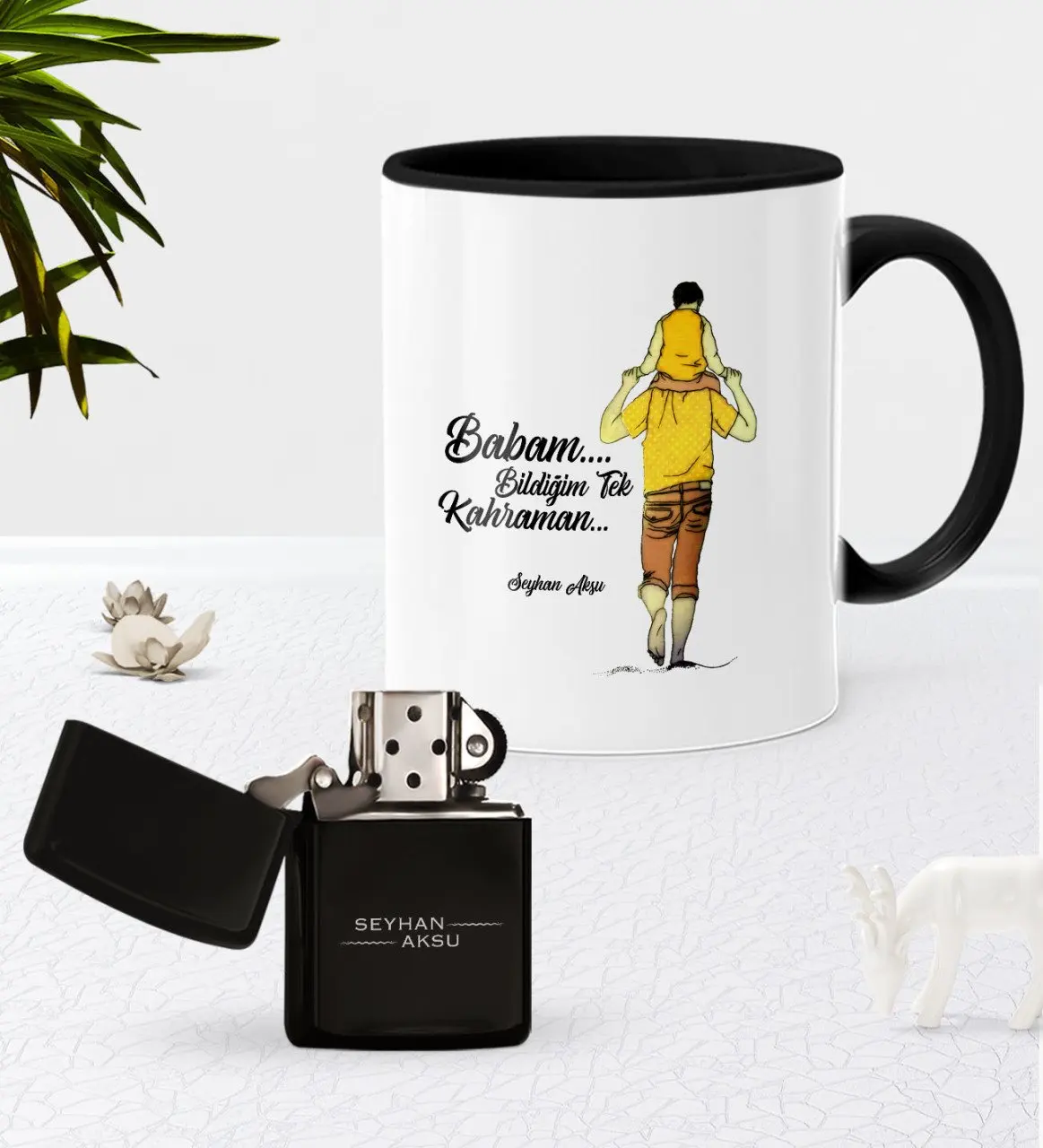 

Персонализированные папа знать герой черная кружка чашка бензиновая металлическая зажигалка набор