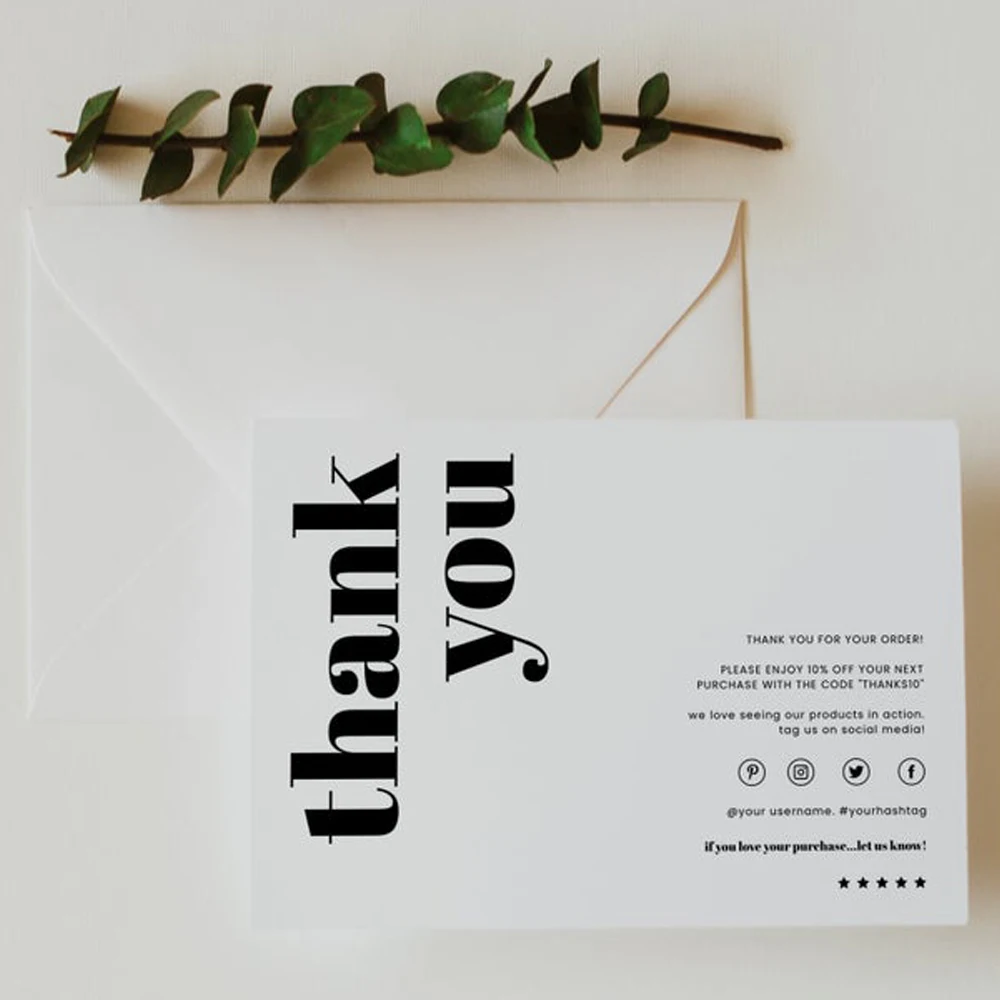 Карточки с благодарностью для маленького бизнеса 200 шт. | Канцтовары офиса и дома