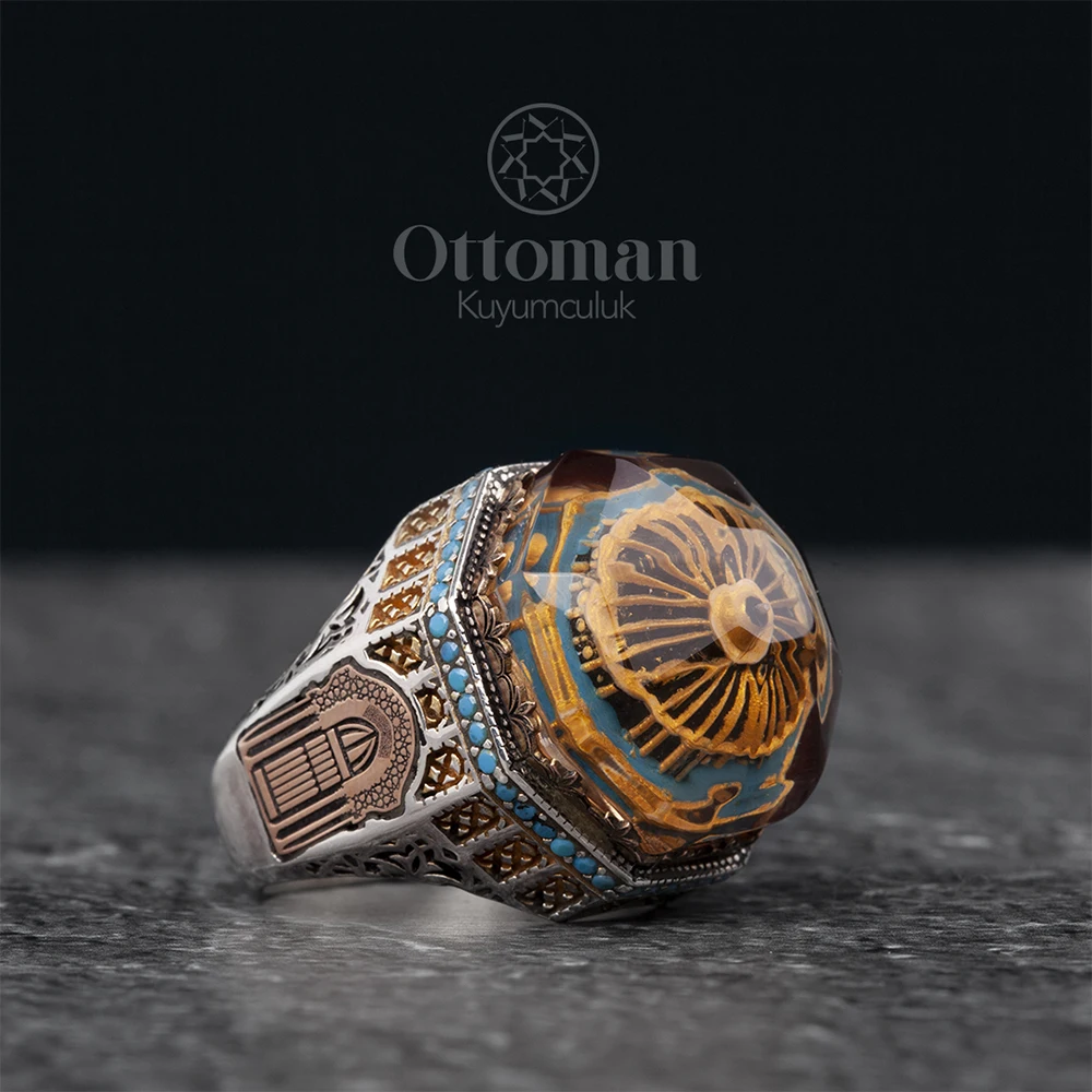 

Hagia Sophia Yellow Stone Silver Ring, Handmade Ring, Hagia Sophia Ring, Yellow Ring, Finger Ring, Islamic Men's Gift Rings