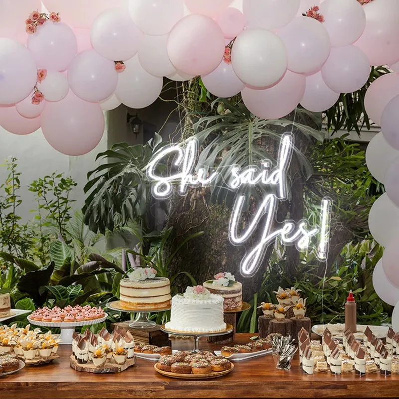 

Неоновая вывеска Ineonlife на заказ, эксклюзивная Свадебная вечеринка, светодиодная надпись Love Me She Said Yes, уличное настенное украшение для комнат...