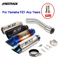 motorcycle exhaust system for yamaha fz1 all years mid link connect tube 51mm muffler escape tips with db killer stainless steel