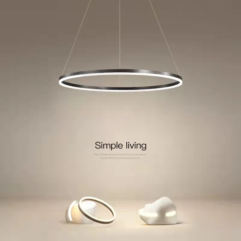 Modern Led Circle Ceiling Hanging Lamp Nordic Designer Simple Round BlackRestaurant Living Room Bedroom Home Decoration Lamp