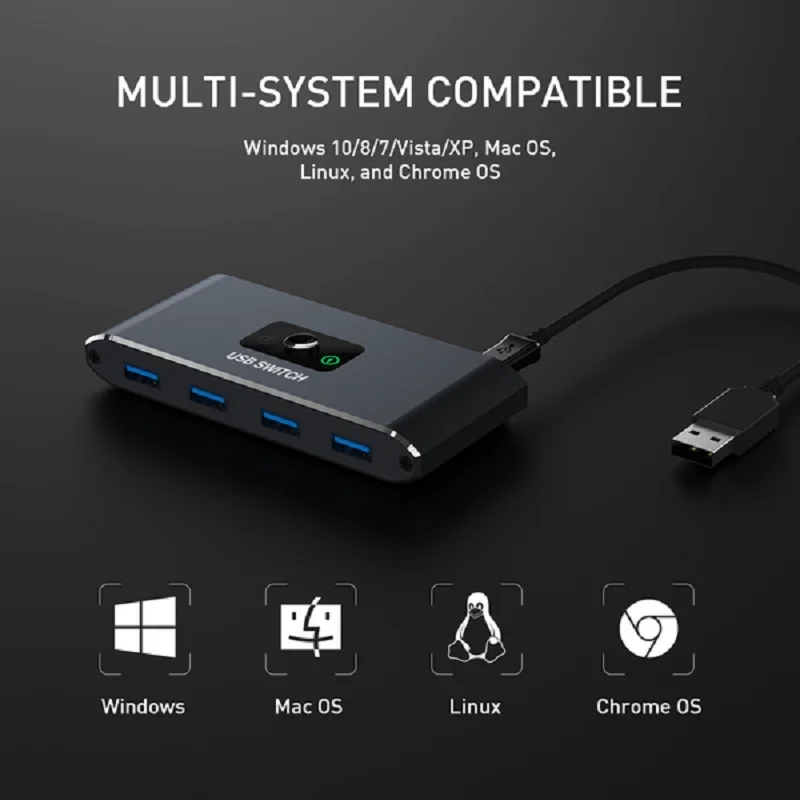 Хит продаж KVM-переключатель USB 3 0 2 для Windows 10 ПК клавиатуры мыши принтера шт.