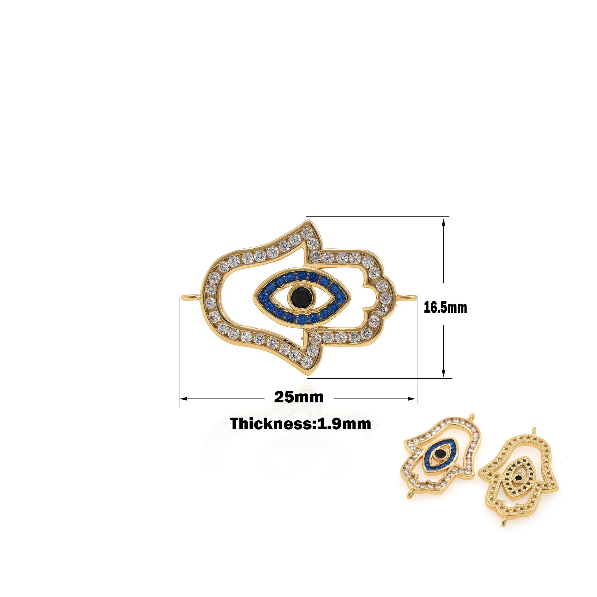 

Fashion Cubic Zirconia Hamsa Jewelry Bracelet Connector DIY Jewelry Accessories Evil Eye Charm Beads Lucky Eye Charm