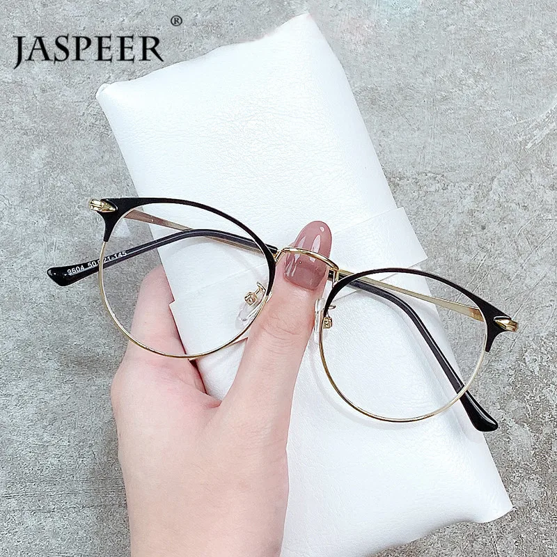 

JASPEER цепочки с круглым носком в ретро стиле близорукость очки для женщин очки оправа мужские оптическая рамка светильник Вес в винтажном ст...