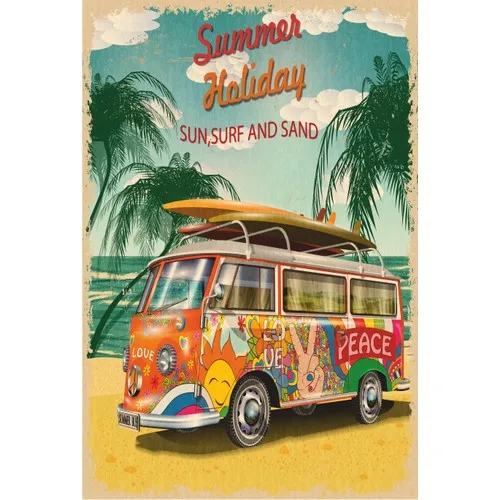 

Hayat Poster Yaz Tatili ve Vosvos Retro Vintage Ahşap Poster