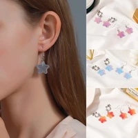 earring for women girl geometric cute fudge multicolor star resin ear clips drop earrings silver color party gift jewelry