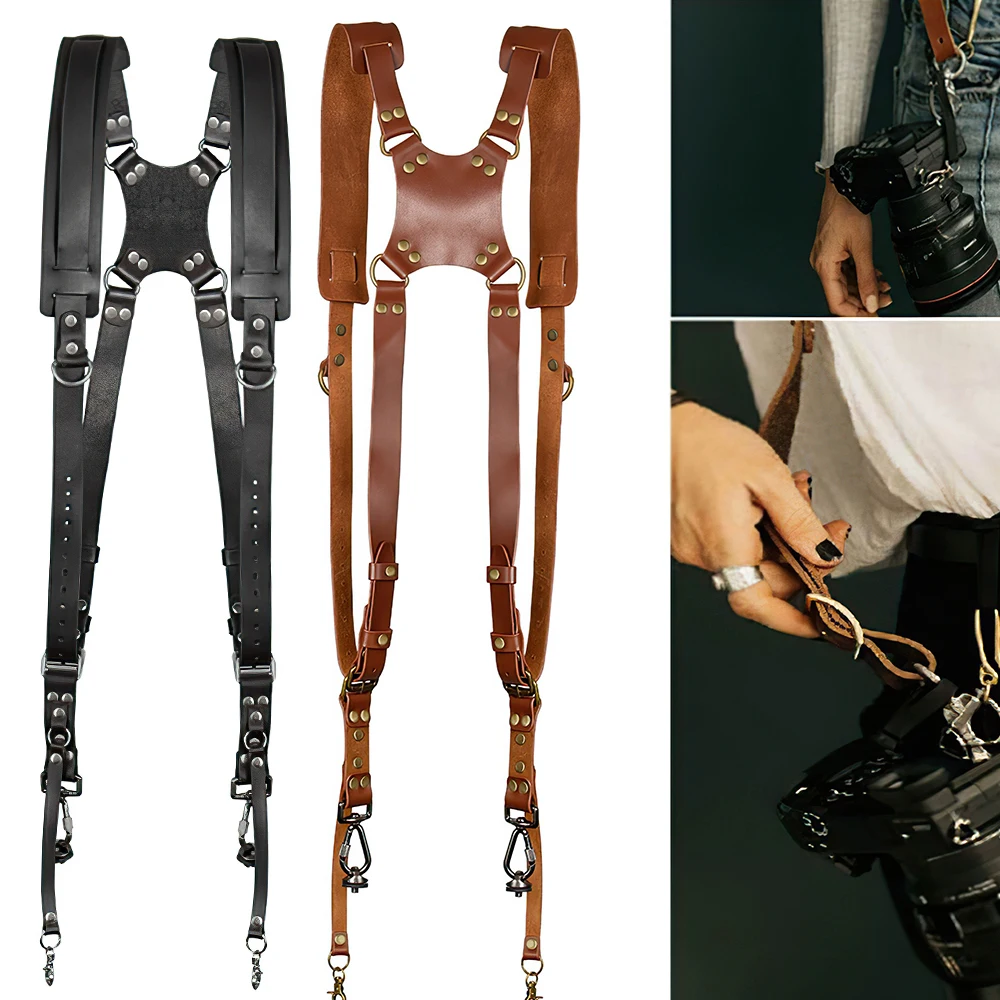 

Leather Camera Strap Camera Shoulder Strap Belt DSLR Strap Single Double Shoulder Photography Accessories For Canon Nikon