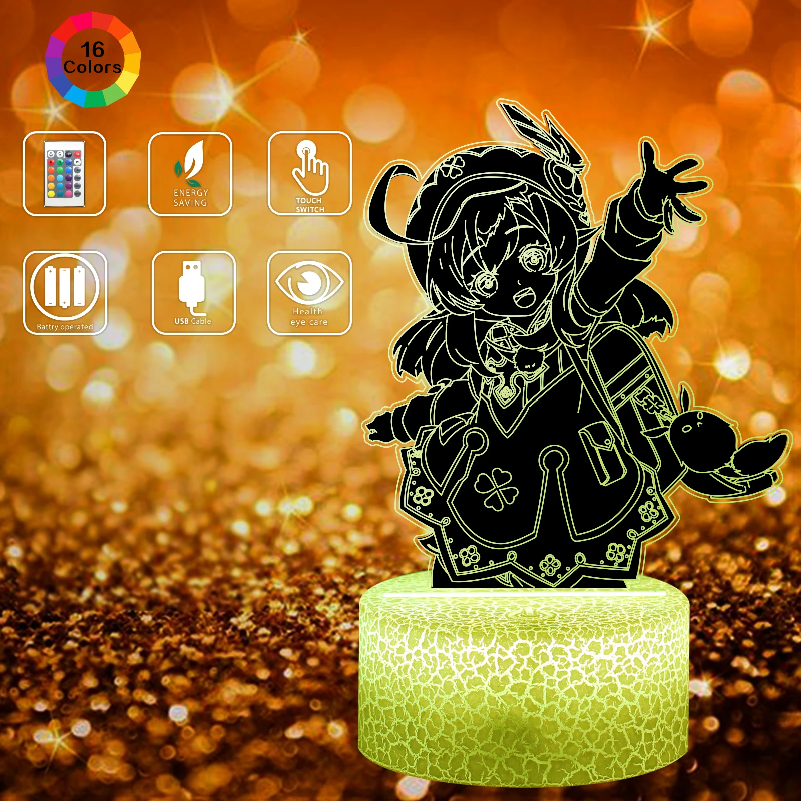 

3D Night Light Lamp Gaming Room Desk Setup Decor Table Remote 16 Color Genshin Animated Cartoon Kids Gift Toy Birthday Xmas-15