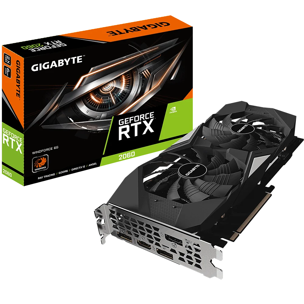 Gigabyte gaming video card Nvidia GeForce RTX 2060 1680MHz 6144MB 14000MHz 192 bit RTL [gv-n2060wf2-6gd] | Компьютеры и офис