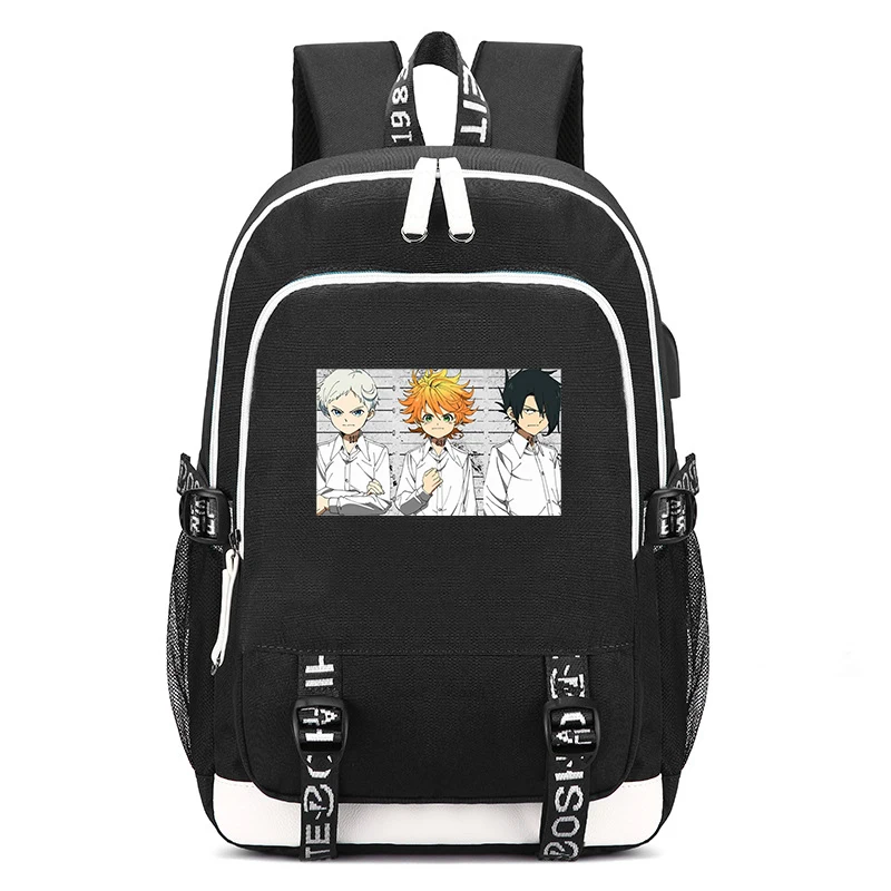

Unisex Large Capacity Backpack Anime The Promised Neverland Student Schoolbag Boy Computer Business Shoulder USB Bags Women/Men
