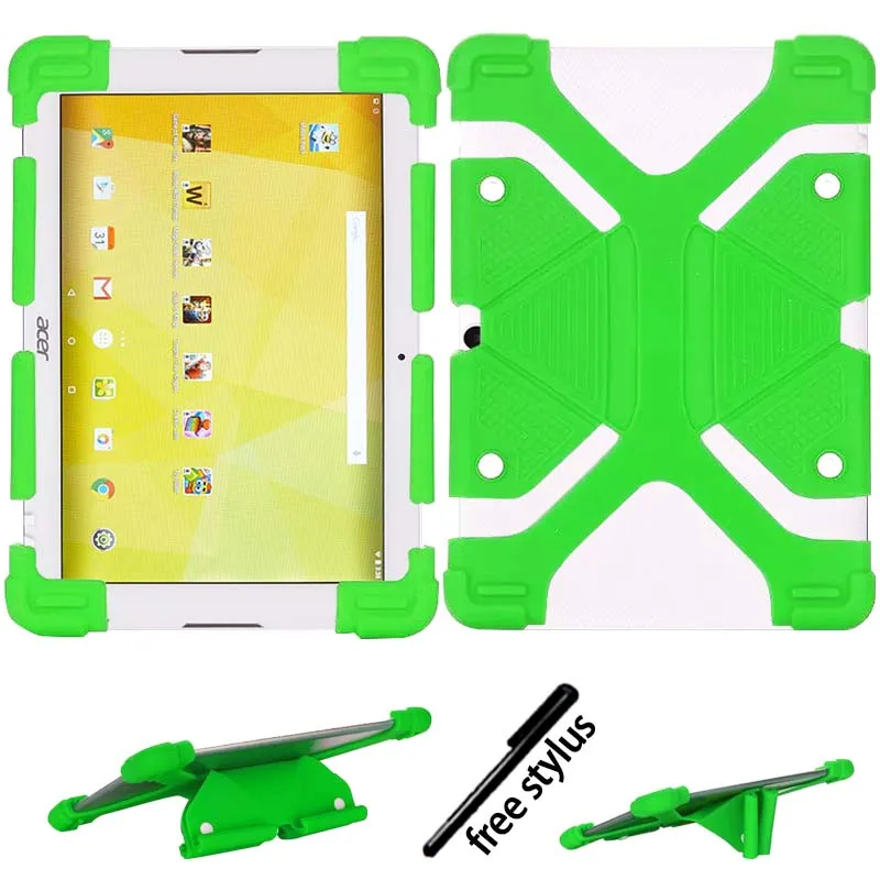 green KK& LL для acer Iconia One 10 B3-A20 10,1 дюймов- мягкий резиновый противоударный силиконовый чехол-подставка для планшета+ стилус - Цвет: green