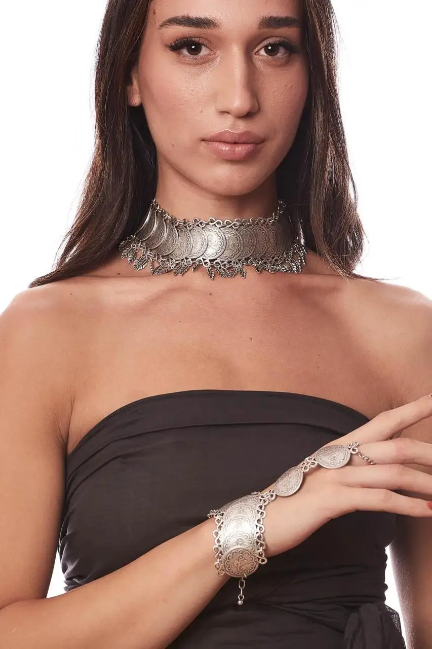 

Row Liralı Ottoman Şahmeran Set Silver Plated new season modern Design for Women girls fashion jewelry