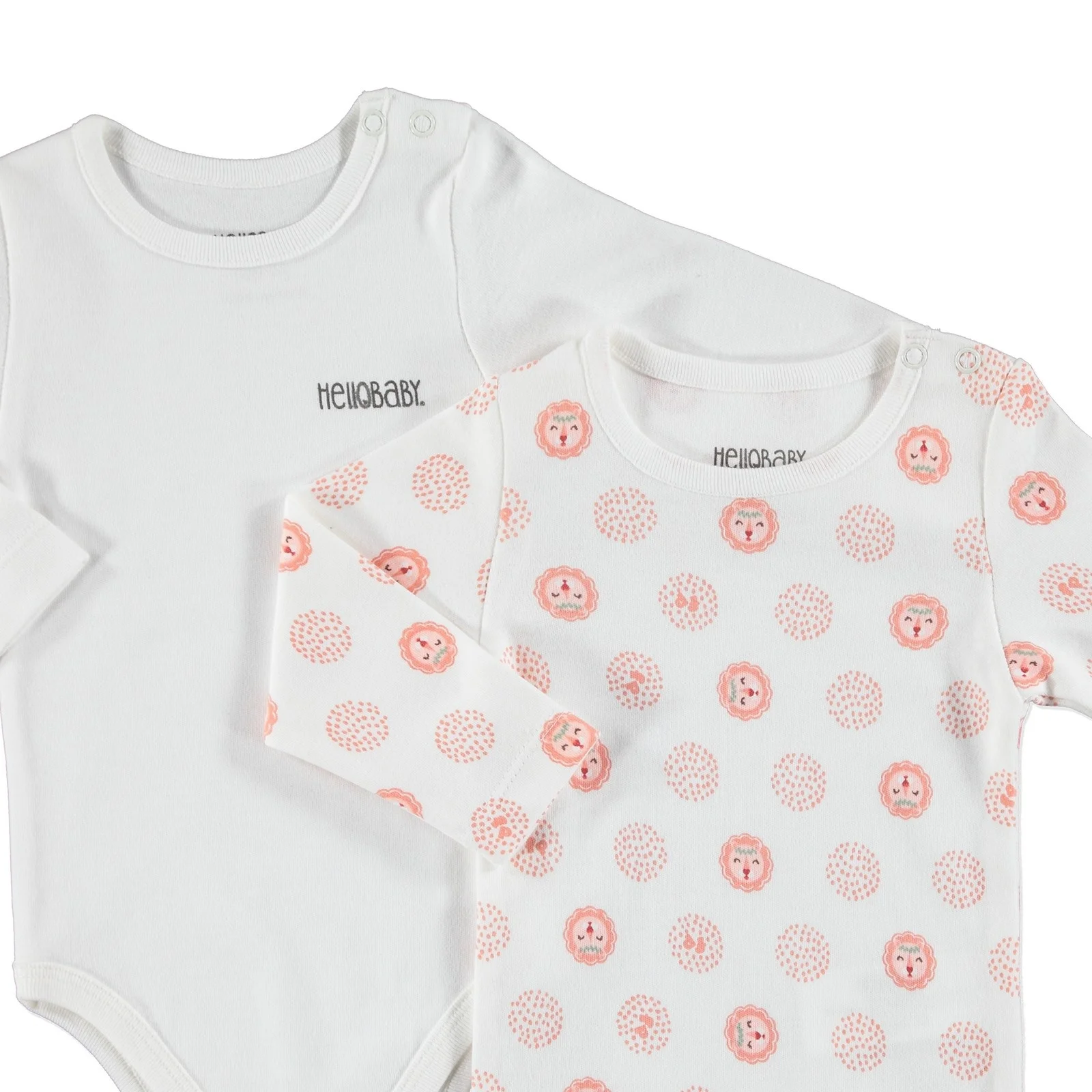 Боди с длинными рукавами ebebek HelloBaby принтом Блокировка 2 шт. |
