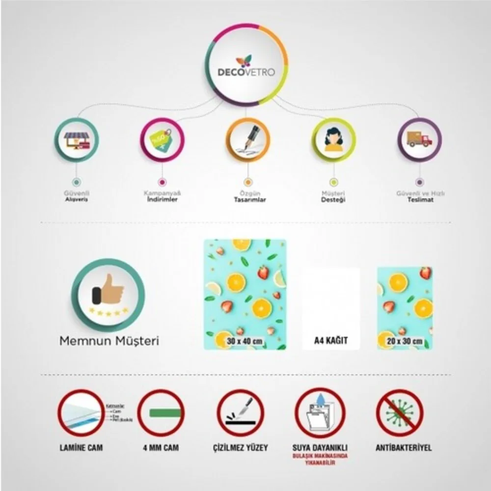 Стеклянная разделочная доска My Kitchen с рисунком сердца 20x30 / 30x40 см быстрая