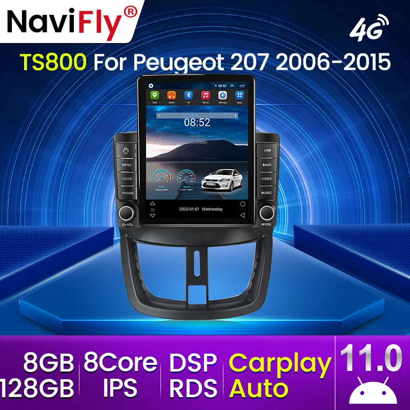 8G + 128G Android 11 автомобильный Радио мультимедийный видео плеер для Peugeot 207 CC 207CC 2006 2007
