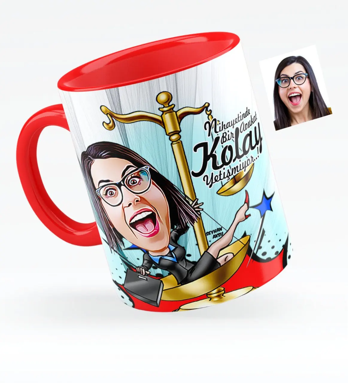 

Personalized Women 'S Attorney Caricature Of Red Mug Cup-4